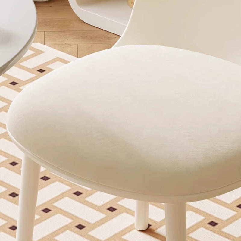 Modern Minimalist Velvet, Faux Napa Leather, & Plastic Curved Dining Chair With Ergonomic Design For Bedroom, Living Room & Kitchen