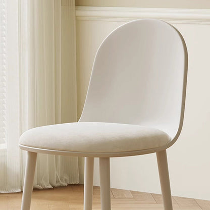 Modern Minimalist Velvet, Faux Napa Leather, & Plastic Curved Dining Chair With Ergonomic Design For Bedroom, Living Room & Kitchen