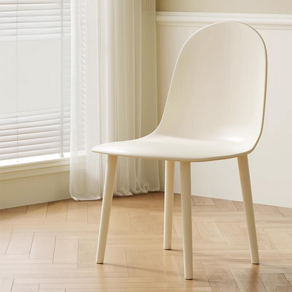 Modern Minimalist Velvet, Faux Napa Leather, & Plastic Curved Dining Chair With Ergonomic Design For Bedroom, Living Room & Kitchen