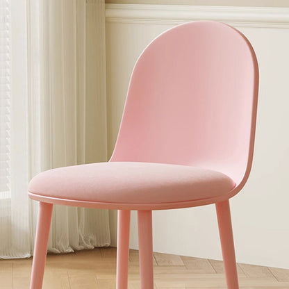 Modern Minimalist Velvet, Faux Napa Leather, & Plastic Curved Dining Chair With Ergonomic Design For Bedroom, Living Room & Kitchen