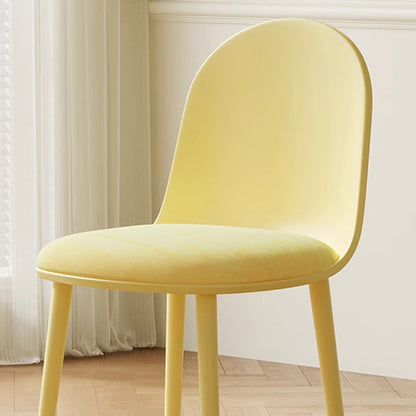 Modern Minimalist Velvet, Faux Napa Leather, & Plastic Curved Dining Chair With Ergonomic Design For Bedroom, Living Room & Kitchen
