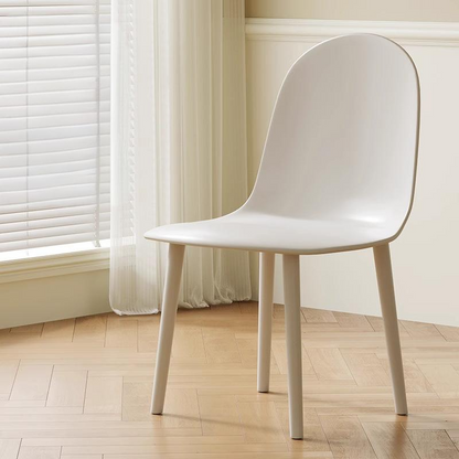 Modern Minimalist Velvet, Faux Napa Leather, & Plastic Curved Dining Chair With Ergonomic Design For Bedroom, Living Room & Kitchen