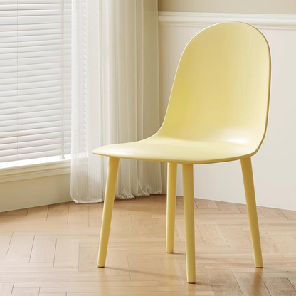 Modern Minimalist Velvet, Faux Napa Leather, & Plastic Curved Dining Chair With Ergonomic Design For Bedroom, Living Room & Kitchen