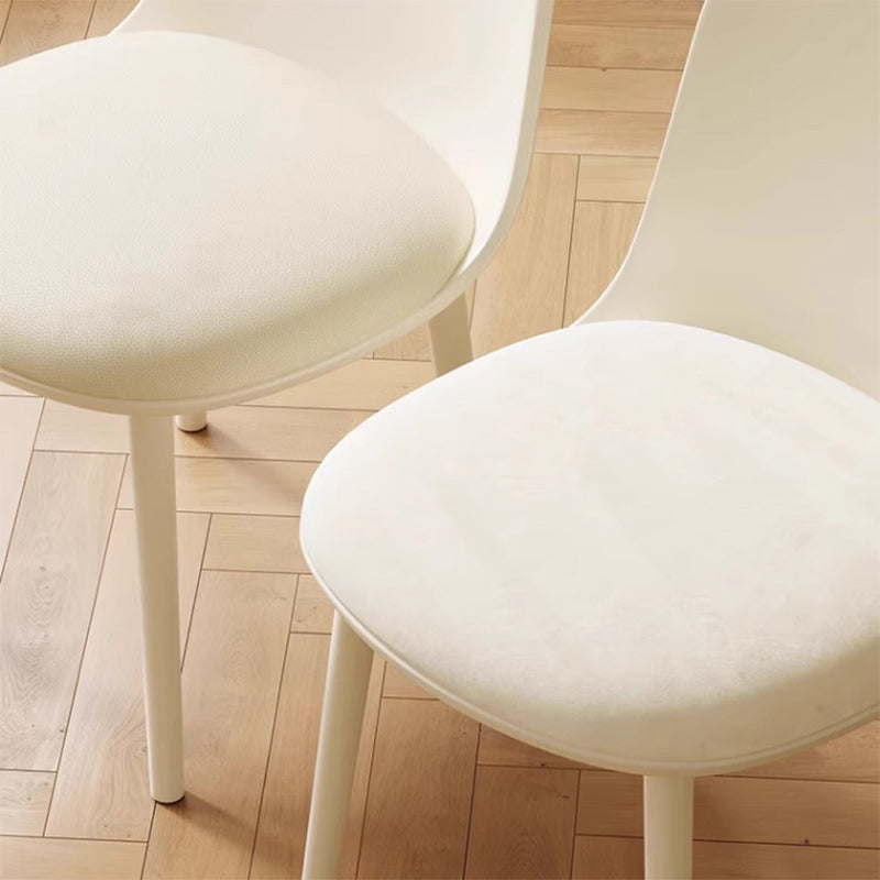 Modern Minimalist Velvet, Faux Napa Leather, & Plastic Curved Dining Chair With Ergonomic Design For Bedroom, Living Room & Kitchen