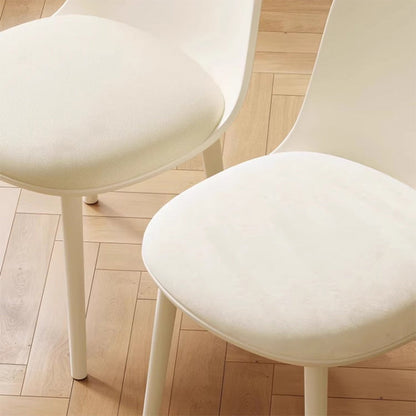 Modern Minimalist Velvet, Faux Napa Leather, & Plastic Curved Dining Chair With Ergonomic Design For Bedroom, Living Room & Kitchen