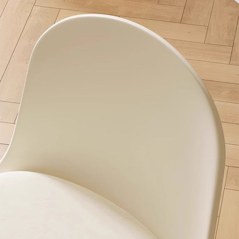 Modern Minimalist Velvet, Faux Napa Leather, & Plastic Curved Dining Chair With Ergonomic Design For Bedroom, Living Room & Kitchen