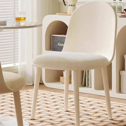 Modern Minimalist Velvet, Faux Napa Leather, & Plastic Curved Dining Chair With Ergonomic Design For Bedroom, Living Room & Kitchen
