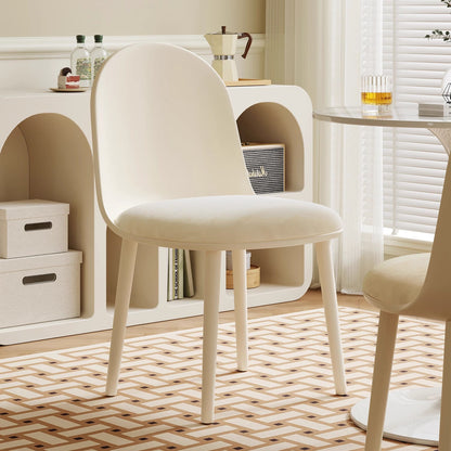 Modern Minimalist Velvet, Faux Napa Leather, & Plastic Curved Dining Chair With Ergonomic Design For Bedroom, Living Room & Kitchen