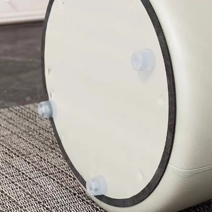 Modern Minimalist Faux Leather & Wood Cylindrical Vanity Stool For Bedroom & Living Room