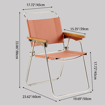 Contemporary Nordic Saddle Faux Leather & Stainless Steel Square Dining Chair With Foldable Design For Bedroom & Living Room