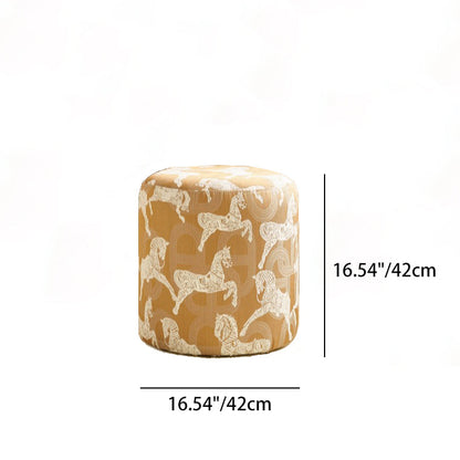 Contemporary Creative Fabric & Wood Cylindrical Low Stool For Bedroom & Living Room