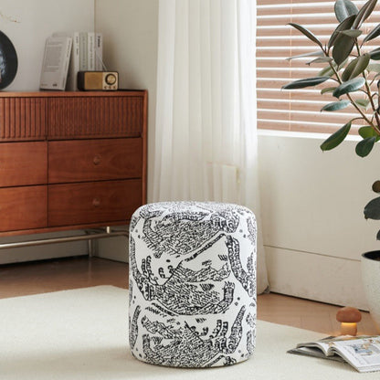 Contemporary Creative Fabric & Wood Cylindrical Low Stool For Bedroom & Living Room