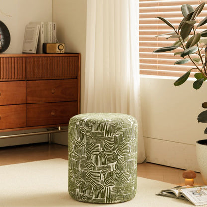 Contemporary Creative Fabric & Wood Cylindrical Low Stool For Bedroom & Living Room