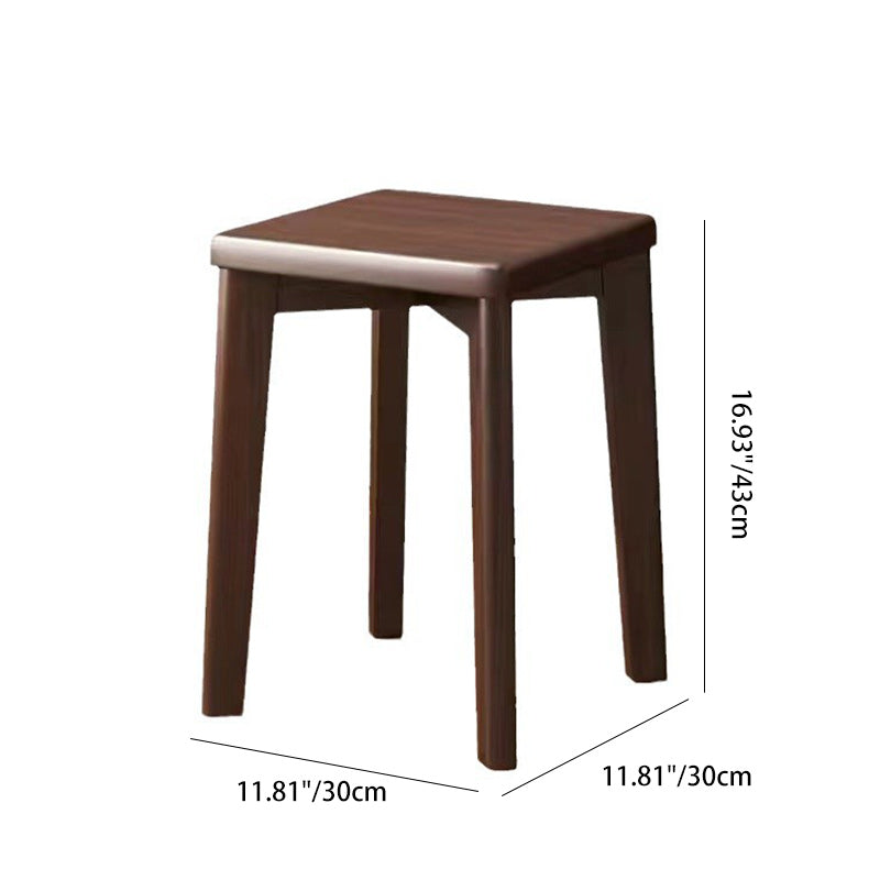 Modern Minimalist Wood & Faux Oil-Wax Leather Square Dining Chair With Stackable Design For Bedroom, Living Room & Dining Room