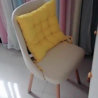 Contemporary Nordic Wood & Cotton Linen Curved Dining Chair For Bedroom, Living Room & Dining Room