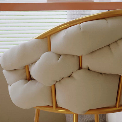 Contemporary Nordic Velvet & Metal Bubble Curved Vanity Stool With Adjustable Feet For Bedroom & Living Room