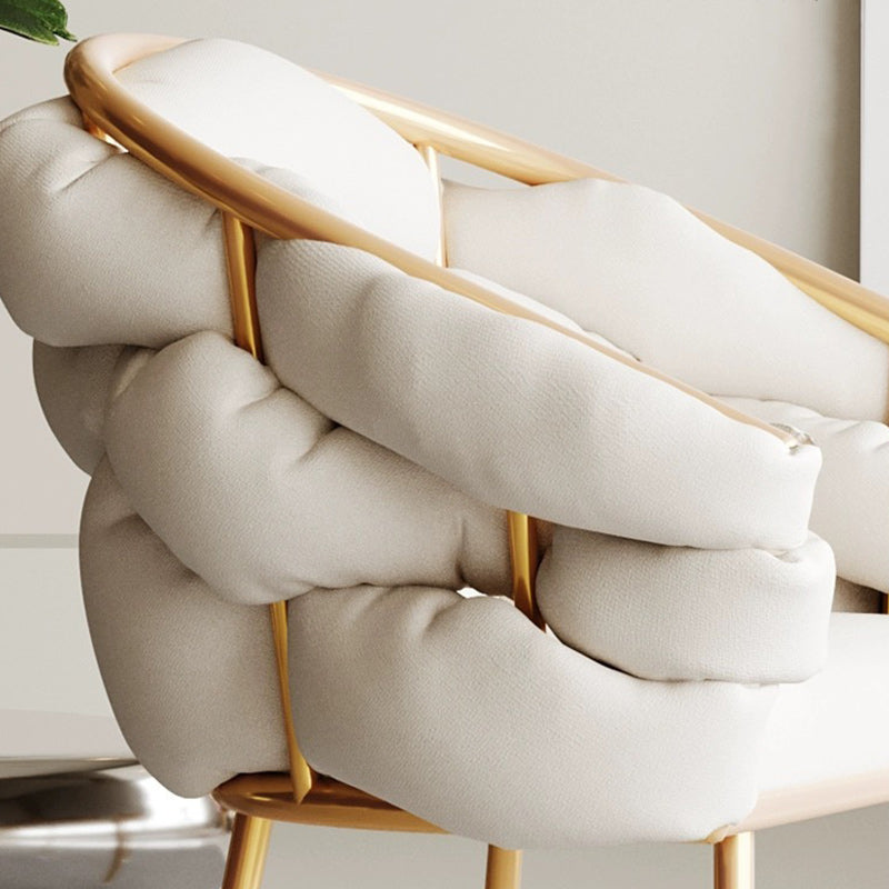 Contemporary Nordic Velvet & Metal Bubble Curved Vanity Stool With Adjustable Feet For Bedroom & Living Room