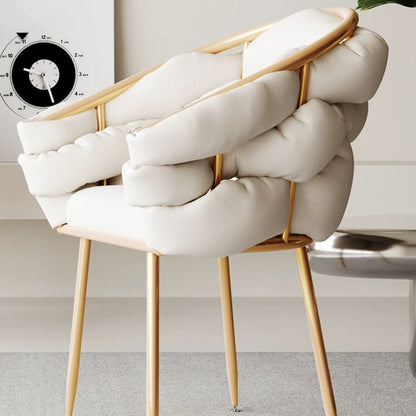 Contemporary Nordic Velvet & Metal Bubble Curved Vanity Stool With Adjustable Feet For Bedroom & Living Room