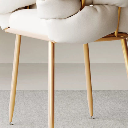 Contemporary Nordic Velvet & Metal Bubble Curved Vanity Stool With Adjustable Feet For Bedroom & Living Room