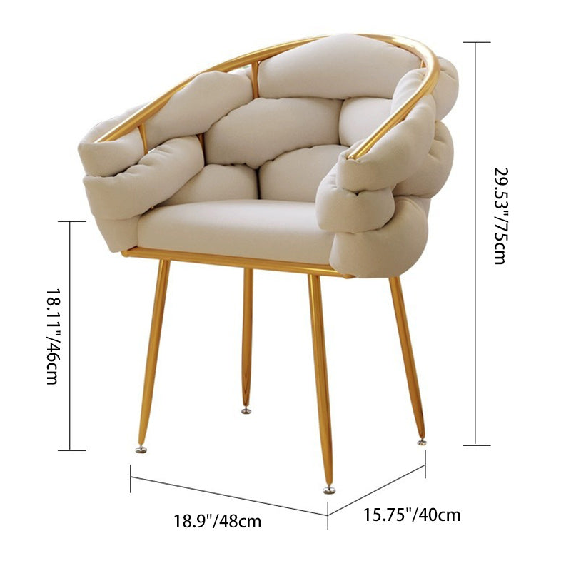 Contemporary Nordic Velvet & Metal Bubble Curved Vanity Stool With Adjustable Feet For Bedroom & Living Room