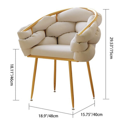Contemporary Nordic Velvet & Metal Bubble Curved Vanity Stool With Adjustable Feet For Bedroom & Living Room