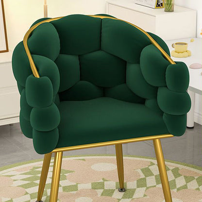 Contemporary Nordic Velvet & Metal Bubble Curved Vanity Stool With Adjustable Feet For Bedroom & Living Room