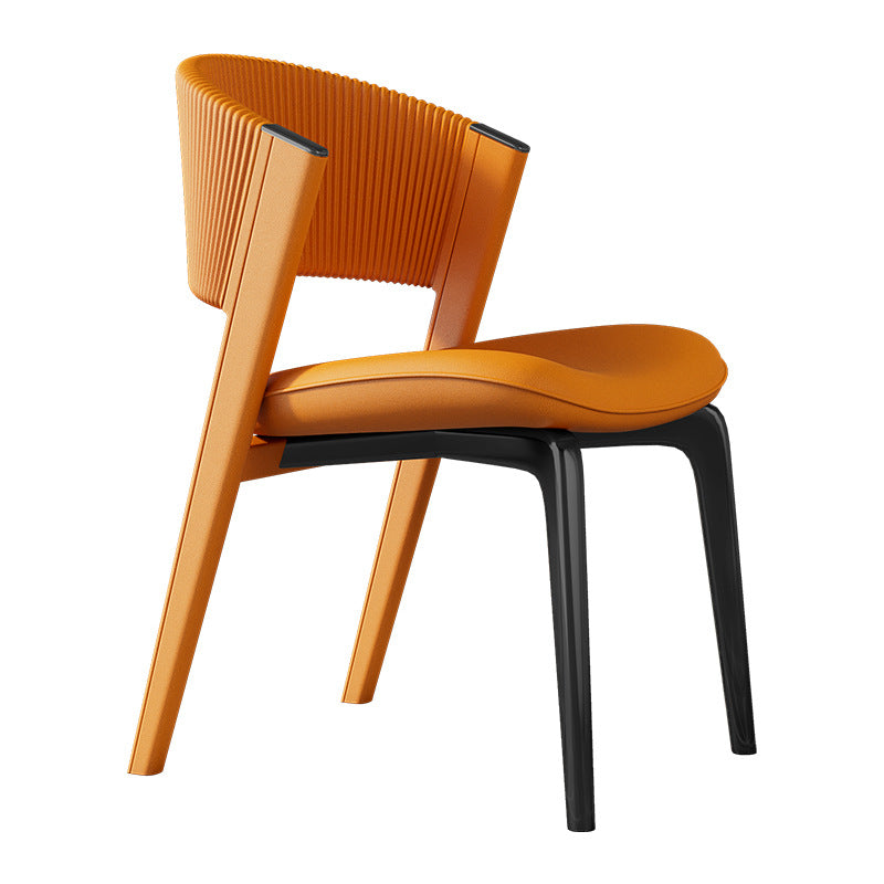 Modern Luxury Microfiber Leather & Stainless Steel Curved Dining Chair With Anti-Slip Pads For Bedroom, Living Room & Dining Room