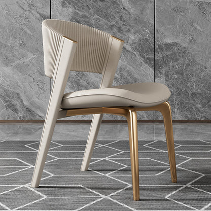 Modern Luxury Microfiber Leather & Stainless Steel Curved Dining Chair With Anti-Slip Pads For Bedroom, Living Room & Dining Room
