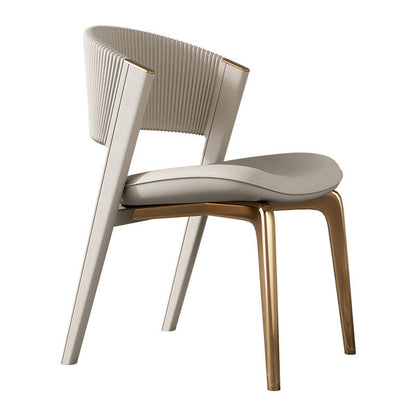 Modern Luxury Microfiber Leather & Stainless Steel Curved Dining Chair With Anti-Slip Pads For Bedroom, Living Room & Dining Room