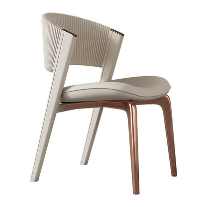 Modern Luxury Microfiber Leather & Stainless Steel Curved Dining Chair With Anti-Slip Pads For Bedroom, Living Room & Dining Room