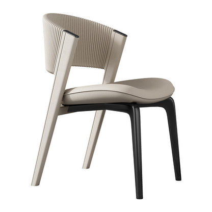 Modern Luxury Microfiber Leather & Stainless Steel Curved Dining Chair With Anti-Slip Pads For Bedroom, Living Room & Dining Room