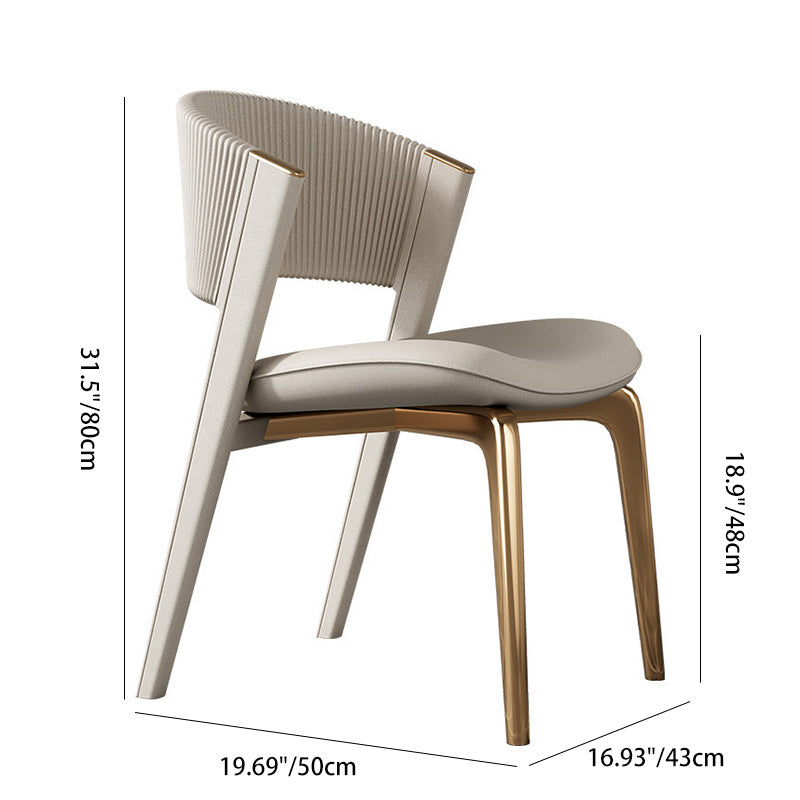 Modern Luxury Microfiber Leather & Stainless Steel Curved Dining Chair With Anti-Slip Pads For Bedroom, Living Room & Dining Room