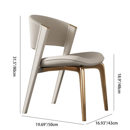 Modern Luxury Microfiber Leather & Stainless Steel Curved Dining Chair With Anti-Slip Pads For Bedroom, Living Room & Dining Room