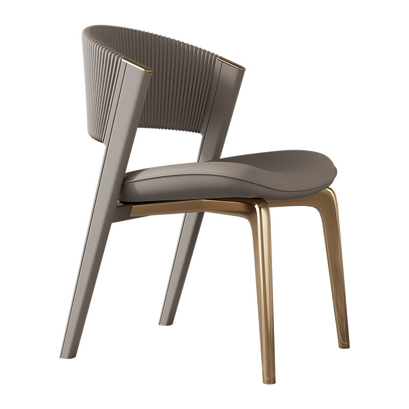 Modern Luxury Microfiber Leather & Stainless Steel Curved Dining Chair With Anti-Slip Pads For Bedroom, Living Room & Dining Room