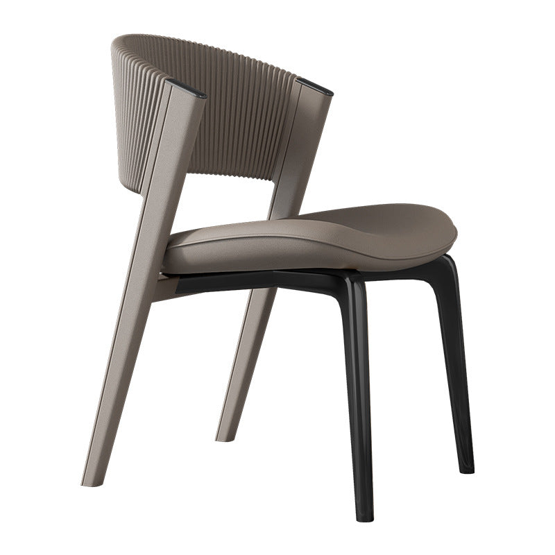 Modern Luxury Microfiber Leather & Stainless Steel Curved Dining Chair With Anti-Slip Pads For Bedroom, Living Room & Dining Room