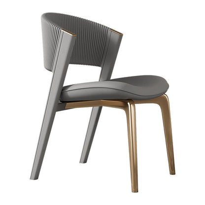 Modern Luxury Microfiber Leather & Stainless Steel Curved Dining Chair With Anti-Slip Pads For Bedroom, Living Room & Dining Room