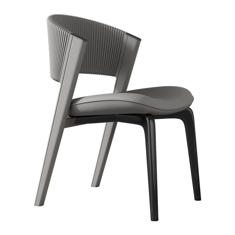 Modern Luxury Microfiber Leather & Stainless Steel Curved Dining Chair With Anti-Slip Pads For Bedroom, Living Room & Dining Room