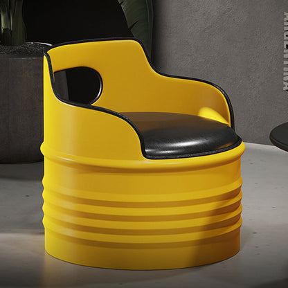 Contemporary Industrial Iron & PU Leather Round Accent Chair For Living Room And Bedroom