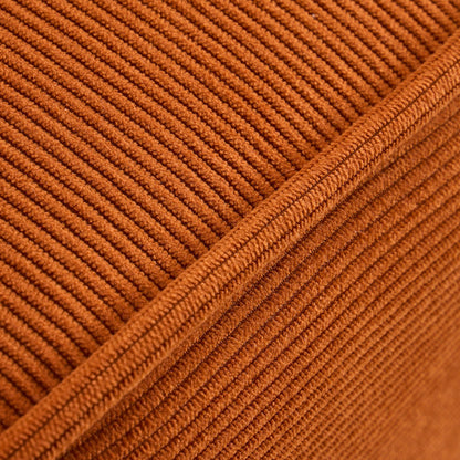 Traditional French Fabric, Corduroy & Wood Square Curved Accent Chair For Bedroom And Living Room