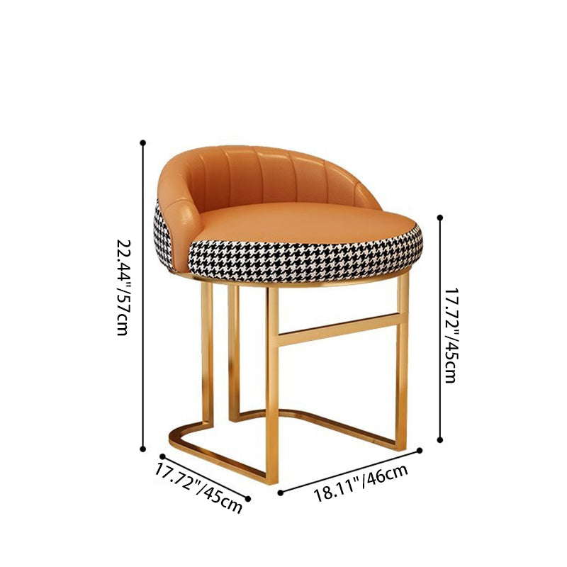 Contemporary Nordic PU Leather & Iron Curved Round Vanity Stool For Bedroom And Living Room