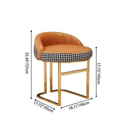 Contemporary Nordic PU Leather & Iron Curved Round Vanity Stool For Bedroom And Living Room