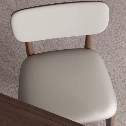 Modern Minimalist Wood & Microfiber Leather Curved Square Dining Chair For Living Room, Bedroom & Kitchen