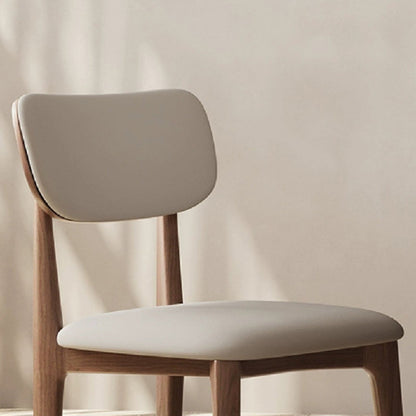 Modern Minimalist Wood & Microfiber Leather Curved Square Dining Chair For Living Room, Bedroom & Kitchen