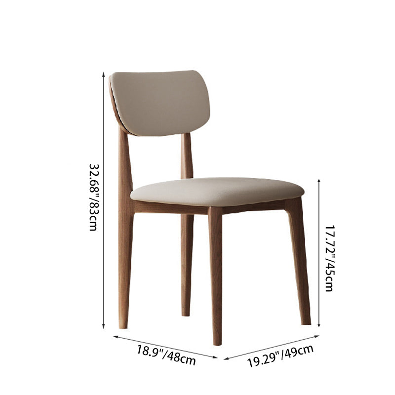 Modern Minimalist Wood & Microfiber Leather Curved Square Dining Chair For Living Room, Bedroom & Kitchen
