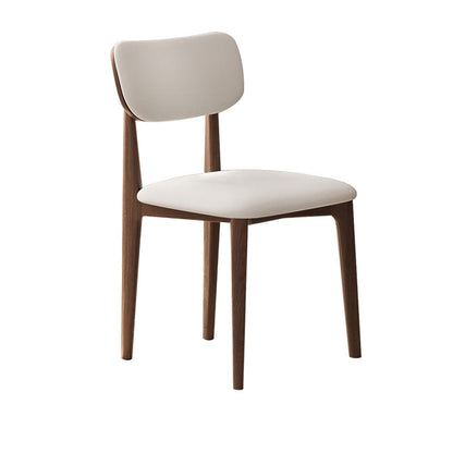 Modern Minimalist Wood & Microfiber Leather Curved Square Dining Chair For Living Room, Bedroom & Kitchen