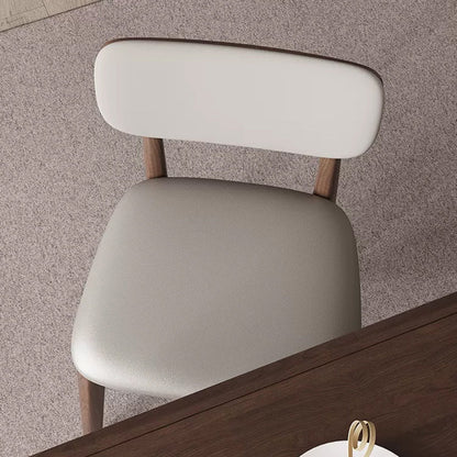 Modern Minimalist Wood & Microfiber Leather Curved Square Dining Chair For Living Room, Bedroom & Kitchen