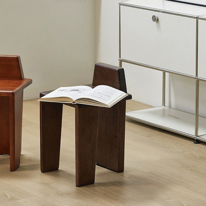 Traditional French Solid Wood Square Low Stool For Bedroom, Living Room & Dining Room