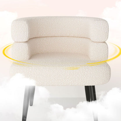 Contemporary Nordic Lambswool & Carbon Steel Curved Round Accent Chair For Bedroom & Living Room