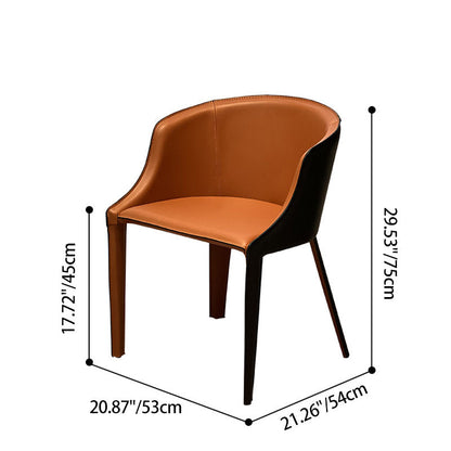 Modern Minimalist Faux Saddle Leather & Carbon Steel Curved Dining Chair For Dining Room, Bedroom & Living Room