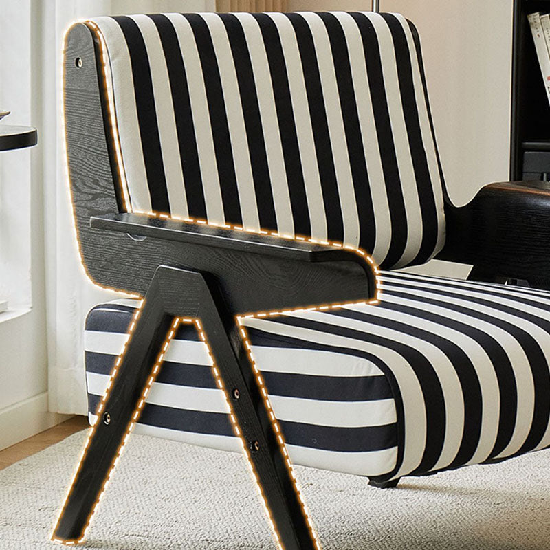 Contemporary Nordic Velvet & Wood Square Accent Chair With Adjustable Legs For Bedroom & Living Room
